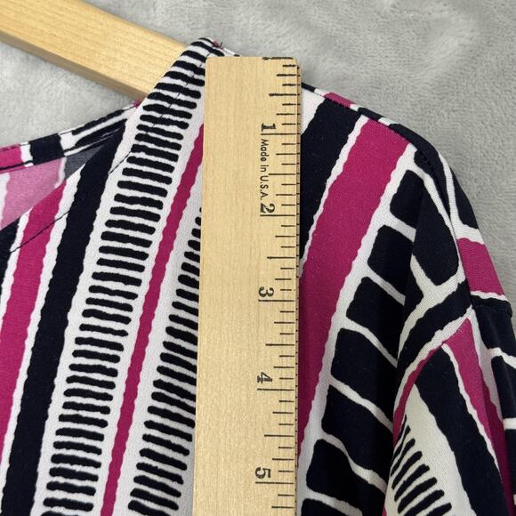 Lane Bryant Shirt Womens 14/16 Pink Black White Stripe Tie Hem Long Sleeve Top - Picture 11 of 12